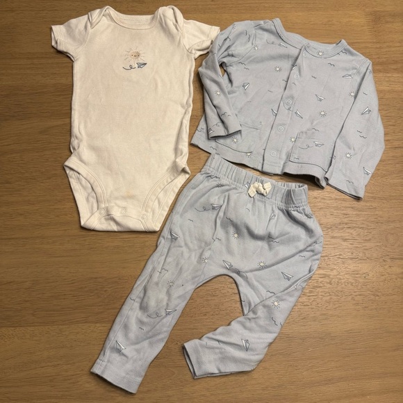 Baby Blue and Cream nautical 3pc Outfit Set - Picture 1 of 7